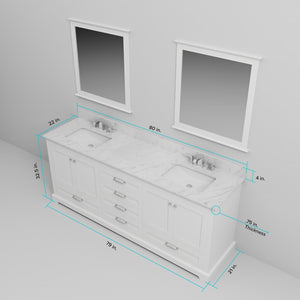English Elm White Double Bath Vanity - Elegant 80" W Storage Solution With Soft-Close Features & Quick Install B2731P258257-GIGA