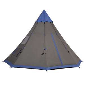 English Elm Outsunny Teepee Camping Tent 12 Ft Waterproof Shelter for 6 to 7 with Mesh Vents W2225P217034
