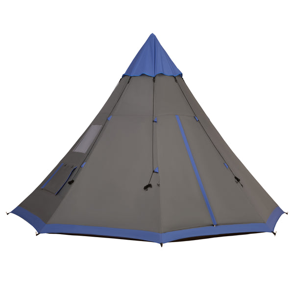 English Elm Outsunny Teepee Camping Tent 12 Ft Waterproof Shelter for 6 to 7 with Mesh Vents W2225P217034