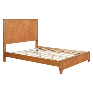 English Elm Solid Rubberwood Queen Platform Bed Tall Headboard Vertical Grain No Box Spring Natural W5819S00004