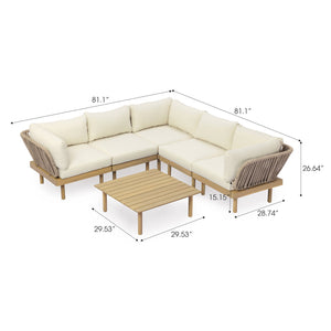 English Elm 6-piece Acacia Modular Outdoor Sectional with Rope Woven Backrests and Resort Patio Style N768P395021L_3_N768P395020L_2_N768P395019L