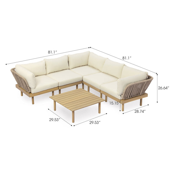 English Elm 6-piece Acacia Modular Outdoor Sectional with Rope Woven Backrests and Resort Patio Style N768P395021L_3_N768P395020L_2_N768P395019L