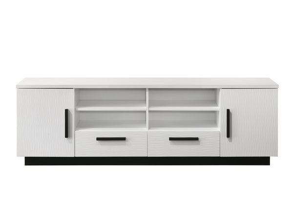 English Elm Tropea 58 Inch Open Shelf Media Console with Oak Finish and Cord Management B2749P413260