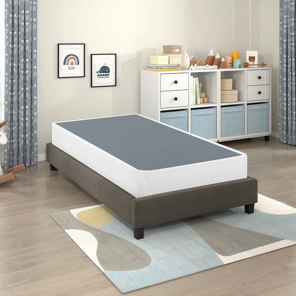 English Elm Twin Metal Mattress Foundation with Textured White Cover, 350lb Capacity, 38" x 74" x 8.5"H Support Frame B011P197734