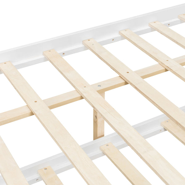 English Elm Full Size House Bed Solid Pinewood Frame with Pull Out Twin Trundle for Kids White LP000305AAK-1