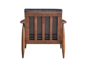 English Elm Alisa Charcoal Fabric Accent Chair with Brown Wood Finish, Removable Cushion, Foam Seat Comfort B2726S00384