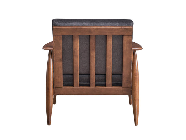 English Elm Alisa Charcoal Fabric Accent Chair with Brown Wood Finish, Removable Cushion, Foam Seat Comfort B2726S00384