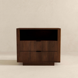 English Elm Ashcroft Furniture - Lola Mid Century Modern Walnut Nightstand 2-Drawer Bed Side Table