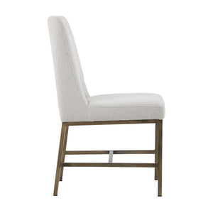 Sunpan LEIGHLAND Dining Chair - Elegant Diamond Stitching with Antique Brass Frame for Timeless Comfort Light Grey 102250
