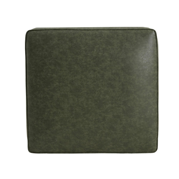 English Elm Upholstered Corduroy Square Ottoman Plywood Frame Sectional Footrest for Living Room Green N757P414087G
