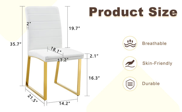 English Elm 6-pack Pu Leather Dining Chairs with Iron Frame and Thick Foam Cushion for Home or Office W2920S00101