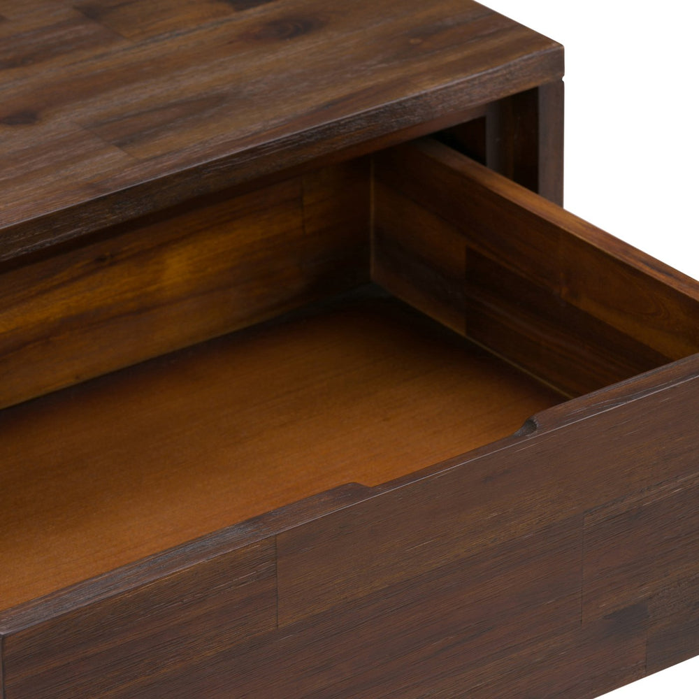 English Elm Lowry - Handcrafted Distressed Charcoal Brown End Table With Drawer For Rustic-Industrial Charm B136P158847