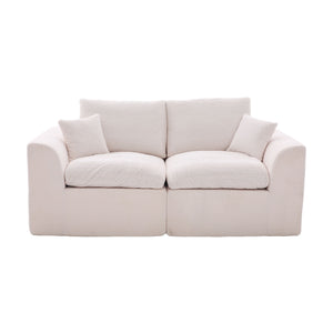 English Elm UNITED Cloud Couch Modular Sectional Sofa with Corduroy Cover, Ergonomic 2-Seater, No Assembly Needed Beige W1568P371117