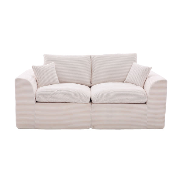 English Elm UNITED Cloud Couch Modular Sectional Sofa with Corduroy Cover, Ergonomic 2-Seater, No Assembly Needed Beige W1568P371117