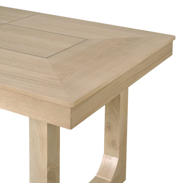 English Elm 60"-78" Farmhouse Rubberwood Dining Table Seats Eight with Removable Leaf Natural N752P272062N