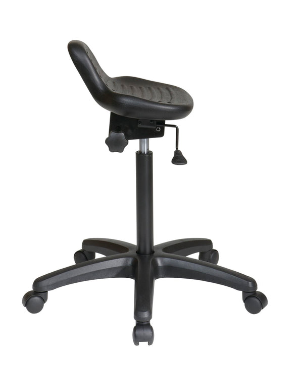 OSP Home Furnishings Saddle Seat Ergonomic Stool with Urethane Cushion Swivel Base for Active Workspaces KH206