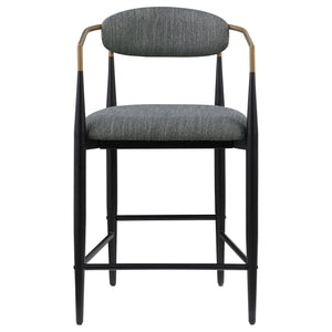 English Elm Renfroe Mid-Century Upholstered Counter Stool Set of 2 with Padded Seat, Open Back & Footrest DARK GREY B062P299973