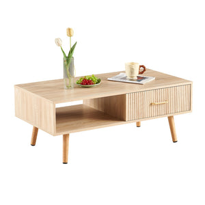 English Elm Rectangle Coffee Table With Solid Wood Legs, Modern Storage Design For Stylish Living Rooms W1265P230626-GIGA