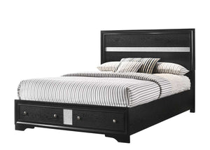 English Elm 1Pc Queen Platform Bed With Storage Drawers - Elegant Silver Accents, Solid Wood, Modern Design B2741S00155