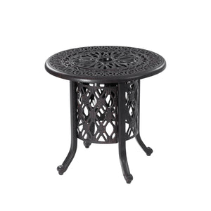 English Elm 21" Rustproof Ice Bucket Side Table with Hand-Brushed Cast Aluminum Frame, 304 Stainless Insert, Outdoor Ready W1886S00001