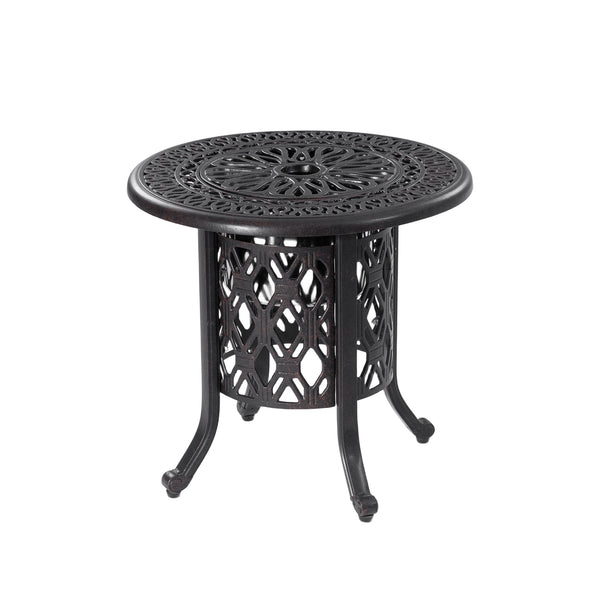 English Elm 21" Rustproof Ice Bucket Side Table with Hand-Brushed Cast Aluminum Frame, 304 Stainless Insert, Outdoor Ready W1886S00001