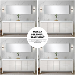 English Elm White Double Bath Vanity Set With Cultured Marble Top, Brushed Nickel Faucet & 70" Mirror Included B2731S01778-GIGA