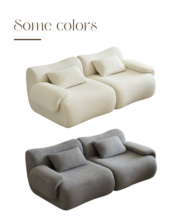 English Elm Sofa Memory Foam 2-Seater Compression Couch with Deep Seat, No Assembly, Sherpa Fabric Comfort Light Gray W3622P346253