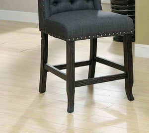 English Elm Rustic 2Pc Counter Height Chair Set With Wingback Design, Distressed Trim & Antique Black Finish B2741P408967-GIGA