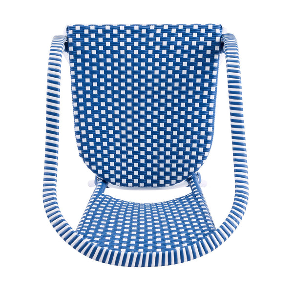 English Elm Outdoor Woven Rattan Bistro Armchairs Set of 2 Aluminum Frame Patio Cafe Seating Blue,White N768P386559W