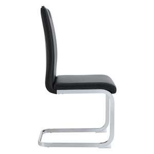 English Elm Set of 2 Gloss Pu Bow-back Dining Chairs with Ergonomic Curved Support for Modern Lofts Black W1512P491846