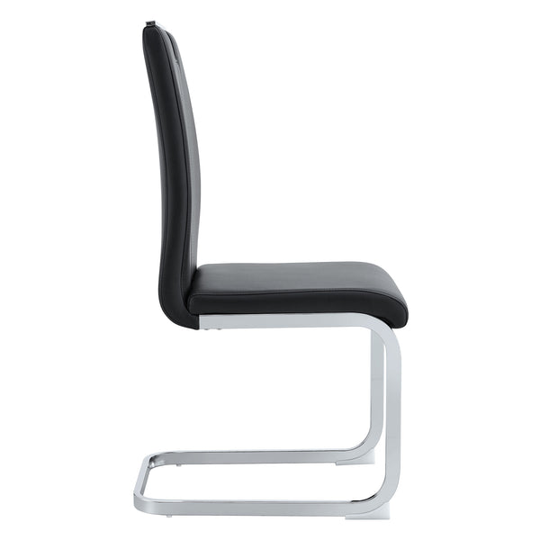English Elm Set of 2 Gloss Pu Bow-back Dining Chairs with Ergonomic Curved Support for Modern Lofts Black W1512P491846