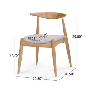 English Elm 5-piece Mid-century Modern Dining Set Rubberwood Table Splayed Legs Cushioned Chairs Beige,White+Oak N759S002002B
