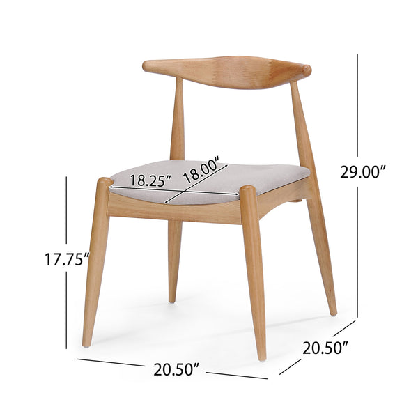 English Elm 5-piece Mid-century Modern Dining Set Rubberwood Table Splayed Legs Cushioned Chairs Beige,White+Oak N759S002002B