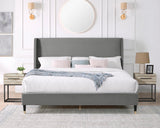 Rozitta Gray Velvet Wingback Queen Platform Bed - Luxurious Comfort & Timeless Design, Durable Construction - 86 x 66 x 51.50