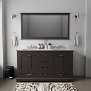 English Elm Espresso 60" Double Bath Vanity with Carrara Marble Top, Chrome Faucet, Soft-Close Drawers & Ample Storage B2731P258386