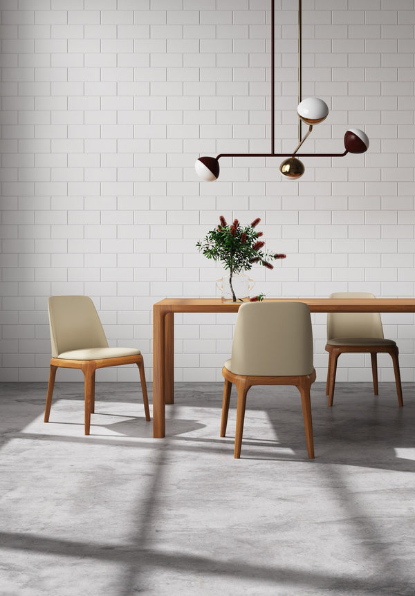 English Elm Courding Wood Vegan Leather Dining Chair in Tan — Solid Ash Frame, Foam-Padded Seat, 18.7" Height, Fully Assembled B365P397770