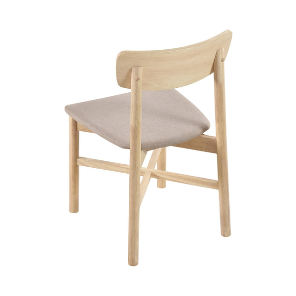 English Elm Set of 2 Tan Fabric Dining Chairs with Whitewashed Wood Frame Rounded Back B016P445273