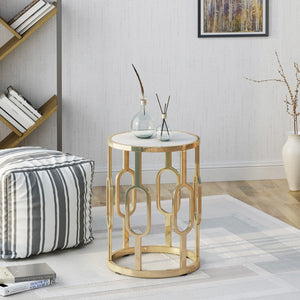 Christopher Knight Home® - Noble House - Drexel Outdoor 16 Inch White Finish Faux Stone Side Table