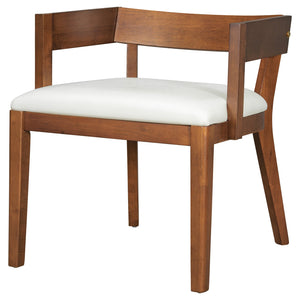 English Elm Modern Ergonomic PU Leather Dining Chairs Set of 2 with Reinforced Lumbar Support, Compact Style & Comfort Walnut,White N842P299017H