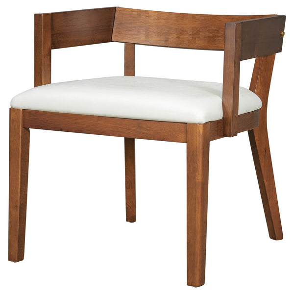 English Elm Modern Ergonomic PU Leather Dining Chairs Set of 2 with Reinforced Lumbar Support, Compact Style & Comfort Walnut,White N842P299017H