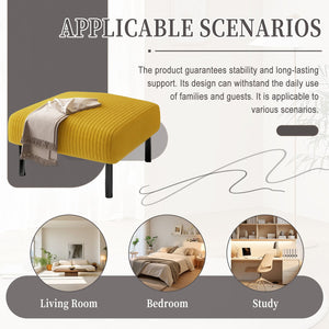 English Elm UNITED Corduroy Ottoman Footstool with Sturdy Frame, Soft Padded Seat, Versatile Living Room Stool Yellow W1568P307255