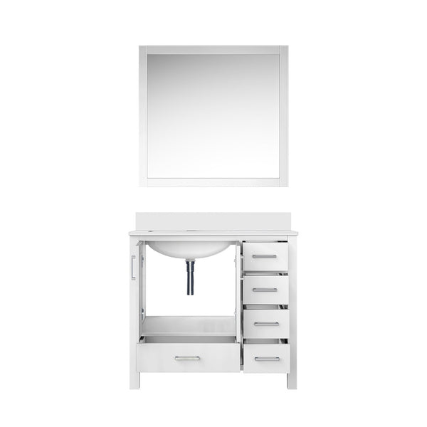 English Elm White Bath Vanity With Cultured Marble Top & 34" Mirror - Stylish Storage For Elegant Bathrooms B2731S00780-GIGA
