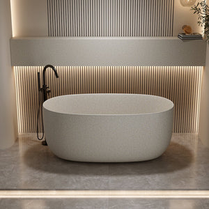 English Elm 51'' Solid Resin Stone Freestanding Soaking Tub Matte White Spa Bath with Drain W2753P416618