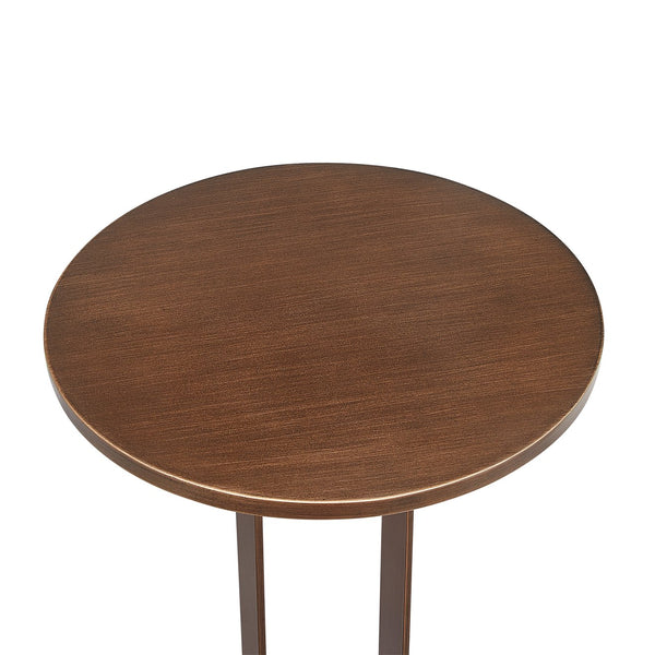 English Elm Tareel Sculptural Antique Bronze Round Accent Table with Open Oval Pedestal, 15.75" Top, Versatile B050P364436