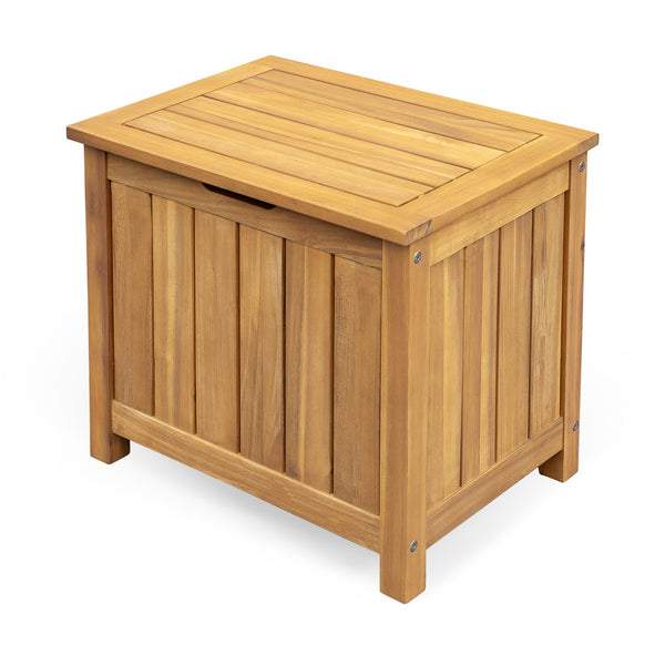English Elm Christopher Knight Home® - Portside Teak 30-Gallon Wood Deck Box — Solid Acacia, Weather & UV-Resistant Storage Bench with Lid Supports N775P251111T