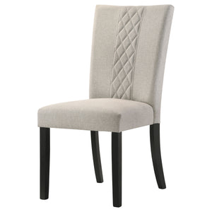 English Elm Modoc Beige Fabric Dining Chairs with Cross-hatch Back and Black Legs Set of 2 B062P447807