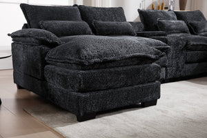 English Elm Modern U-Shaped Sectional Sofa With Console, Usb Ports & Cupholders – Luxurious 6-Seat Sleeper Couch W2100S00170