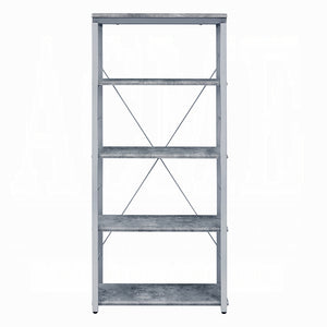 English Elm Metal 24"W Bookshelf 54"H - Faux Concrete Wood Top on Metal Frame, Compact 4-Tier Storage for Home Office B2741P326185