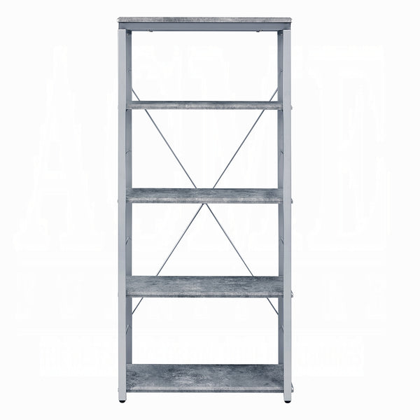 English Elm Metal 24"W Bookshelf 54"H - Faux Concrete Wood Top on Metal Frame, Compact 4-Tier Storage for Home Office B2741P326185