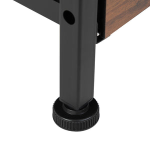 English Elm Set of 2 Nightstands with Built-In USB & Outlet Charging Station, Fabric Drawers, Open Shelves for Bedroom Rustic Brown W2181P191358